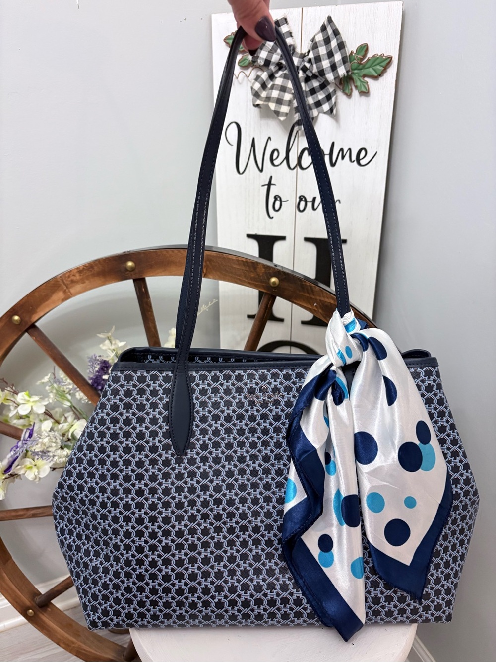 KATE SPADE NY Spade Link Jacquard Large Tote Bag Geometrical Shape